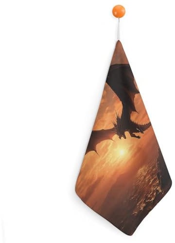 QMNBTES Sea Sunset Flying Dragon Küchentücher Badetücher Mikrofaser Reinigungstuch Handtücher für Badezimmer Handtücher Gym Handtuch Küchenhandtücher Küchentücher mit Aufhängeschlaufe, 1 Stück