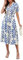 Genfien Damen Kleider Casual V-Ausschnitt Kurzarm A-Linie Kleid mit Taschen Knielanges Kleid mit Blattdruck Sommerkleider