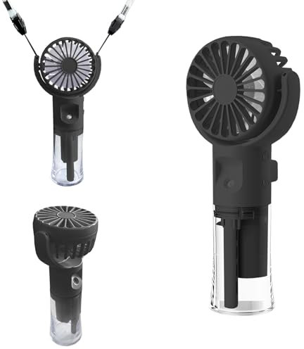 WUDEUI Mini ventilateur portable, brumisateur portable, rechargeable, 4 vitesses réglables, pour l'été, l'extérieur, les voyages, le maquillage, la maison, le bureau, le camping