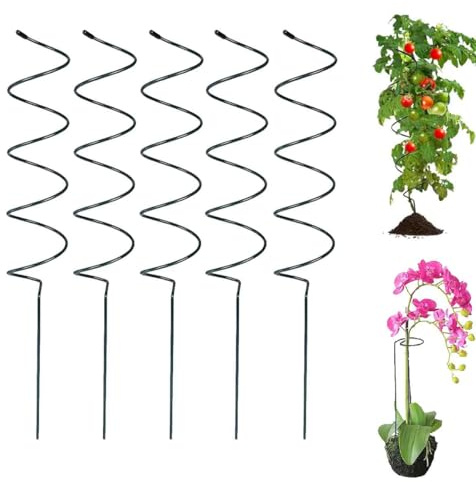 5 Pezzi Pali A Spirale Per Pomodori,Supporto Per Piante A Spirale,Tutore Per Pomodori,Bastoncini Per Pomodoro,Tutori Sostegni,Gabbie,Sostegni Per Piante In Vaso,Rampicanti A Rosa (A)