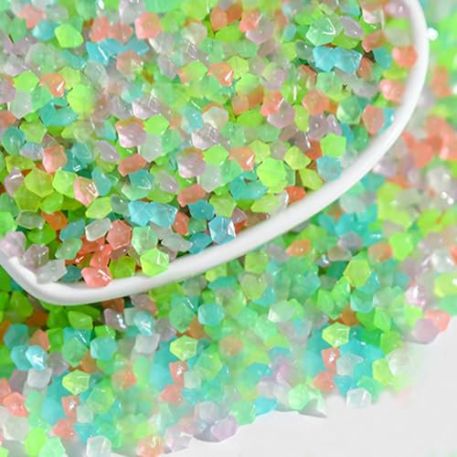 Lot de 6 000 pierres lumineuses, pour jardin, multicolores, sable, petits graviers lumineux, pour décoration extérieure, terrasse, pelouse, aquarium - 3 à 5 mm / 150 g (couleur)