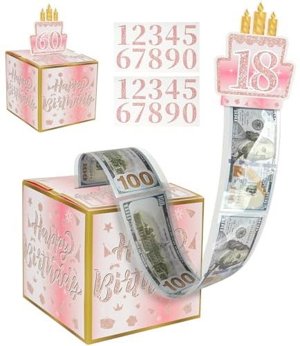 OFFCUP DIY Geldgeschenke Geburtstag Überraschungsbox Happy Birthday Geschenkbox Pull Up Geburtstag Geldgeschenk Geldgeschenke Verpackung Geld Geschenkverpackung für Freunde Familie Männer und Frauen