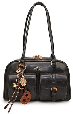Handtasche Damen PU Leder Schultertasche Y2K, Arbeitstasche Tragetasche Damen Vintage Umhängetasche Klein Handtasche mit Mehreren Taschen, Doppeltasche Schultertasche Bogen Reisen Arbeit