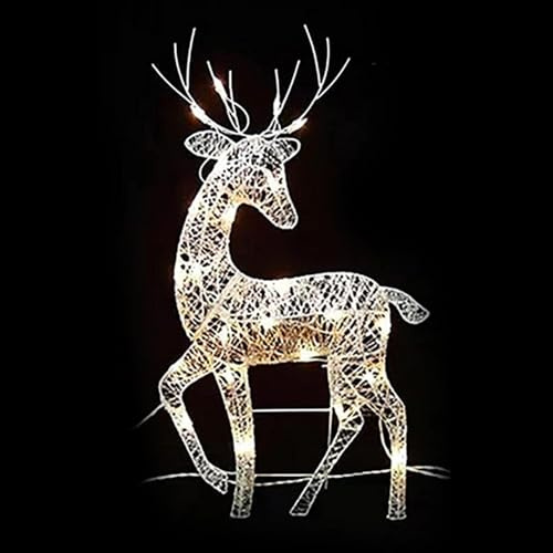 Beleuchtetes Weihnachtsren Mit LED, Wasserfeste Leuchtende Dekoration Rentier Hirsch Figur Für Den Garten,Stehende Rehkitz Dekoration Weihnachtshof Für Hof, Rasengarten