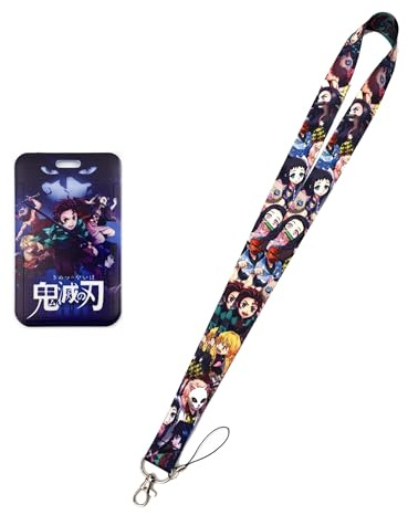 Satdflie Demon Slayer Lanyard mit Kartenhalter Set, für Schlüsselriemer Schlüsselanhänger Dekorationen Party-Zubehör, Anime Cosplay Geschenke für Fans Weihnachten, Farbe 5