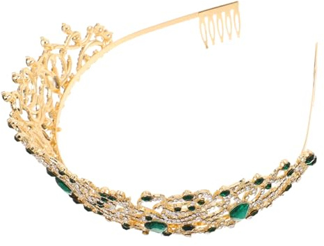 WOONEKY Barockstil Brautkrone mit Strass Kristall Tiara Königliches Diadem Haarschmuck für Hochzeit Braut Party und Cosplay Feine Verarbeitung Design Langlebiges Metall-haarband
