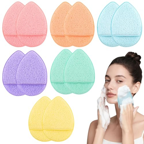 12 Stück Gesicht Peeling Schwamm,6 Farben Schwämme für Gesichtsreinigung,Wiederverwendbar Abschminkpads Waschbar,Sanfter Gesichtsschwamm,für Tägliches Gesicht Entfernt Tief Unten Schmutz
