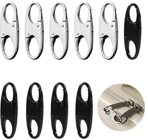 10 Pezzi Clip Antifurto per Cerniera in Metallo, Set di Ganci per Doppia Cerniera, Tiretti di Ricambio, Sicurezza Aggiuntiva per Zaino, Borsa, Valigia, Giacca, Portafoglio e Bagagli da Viaggio