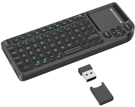 3 in 1 Mini Wireless Keyboard with Touchpad and Laser Pointer, 2.4G & Bluetooth Dual Mode 7-Color Backlit Rechargeable Handheld Remote Keyboard for Smart TV, Box, PC, Laptop, Tablet, Presentation
