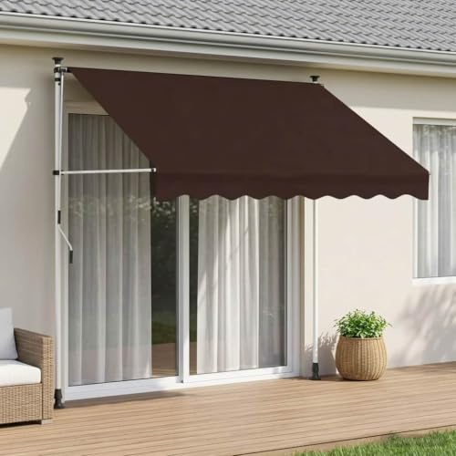 Ziaphsol Store banne auvent Toile rétractable Marron 100 cm pour pergola, Parasol, Brise Vue, Enrouleur Manuel, occultant, ombrage extérieur terrasse Balcon Jardin Patio