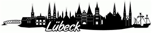 Samunshi® Lübeck Skyline Aufkleber Sticker Autoaufkleber City Gedruckt - 15x3,1cm schwarz