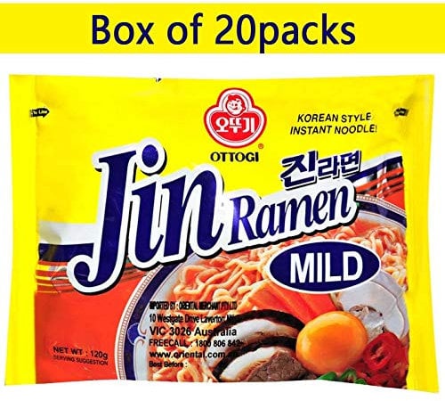 Ottogi Jin Mild Ramen Noodles, 4.23 Ounce (Pack of 20) by Ottogi