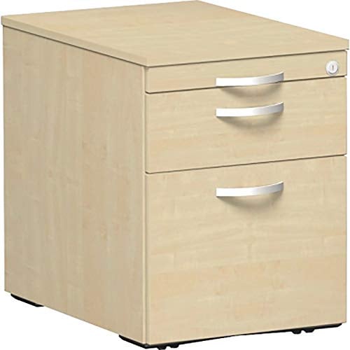 Gera Möbel S-530152-AH Rollcontainer Venedig mit 1 Hängeregistratur, 1 Kunststoff- und 1 Materialschubfach, 43 x 60 x 56,6 cm, ahorn