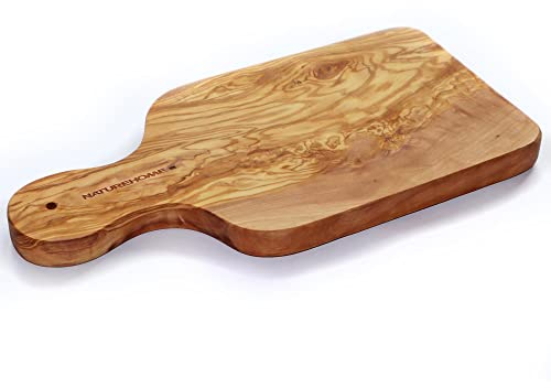 NATUREHOME Olivenholz Schneidebrett antibakteriell Vesperbrett Holz Brett Griffbrett 30x14x1,3 cm