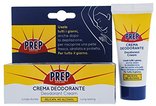 Prep, Crema desodorante, antitranspirante, protección 48h, para pieles sensibles, sin alcohol, colorantes y conservantes