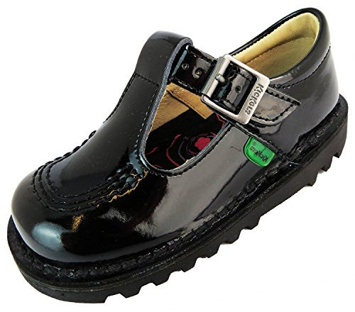 Kickers Girl's Kick T Bar Black School Shoes | Classic & Stylish | Extra Comfortable | Premium Quality, Black, 11 UK Child