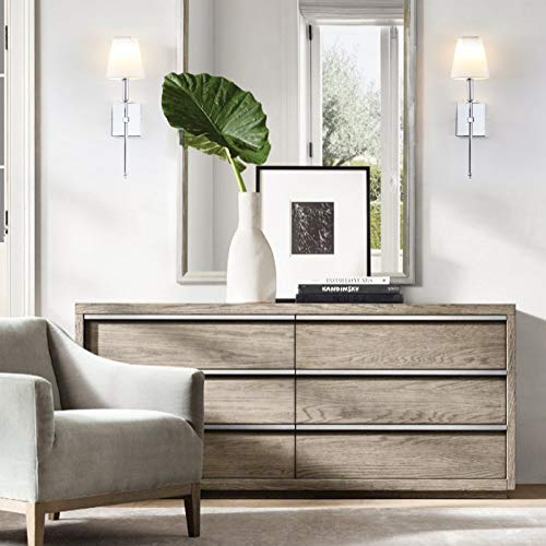 Yosoan Wandleuchte Stoffschirme Wandleuchte Einfache Moderne Mode Kreative Wandleuchte mit Stoffschirme (2 Stück Chrom Farbe)