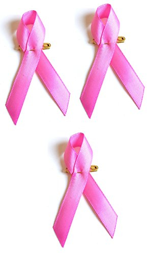STRASS & PAILLETTES Lot de 3 Pin's Octobre Rose Ruban Rose en Tissu sur Une épingle. Lutte Contre Le Cancer