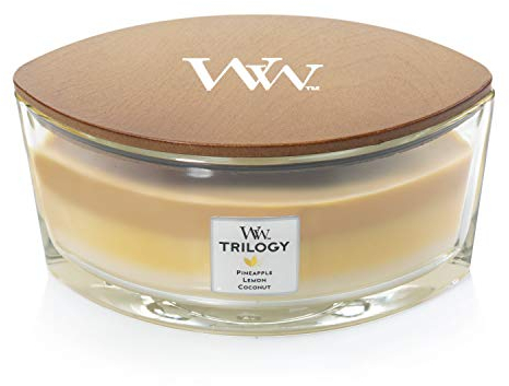 Woodwick Ellipse Trilogy Scented Candle with Crackling Wick | Fruits of Summer | Up to 50 Hours Burn Time Glass, Fruits of Summer