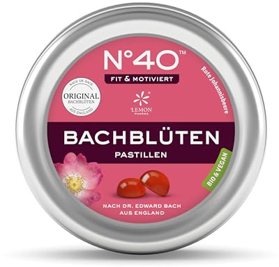 Lemon Pharma Bio Bachblüten Pastillen N°40 Energie, Original nach Dr. Bach, vegan, Rote-Johannisbeere-Geschmack, Fit & Motiviert