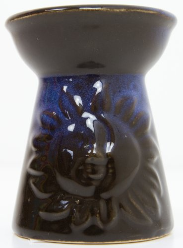 Ci Duftlampe Kelch Verdunster aus Keramik Motiv Sonne und Stern blau 8 cm x 6 cm