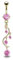 Paula & Fritz® Bauch-nabelpiercing Chirurgenstahl Wein-Rebe Anhänger Zirkonia 10-mm Stab-länge Gold Pink Banane Bauch-Piercing Bananabell Nabel-Piercing