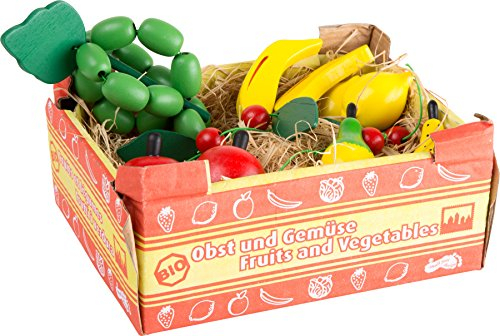 small foot 1646 Stiege mit Obst, Früchte aus Holz, ideal für Rollenspiele, Kaufmannsladen, Tante-Emma-Laden, ab 3 Jahren