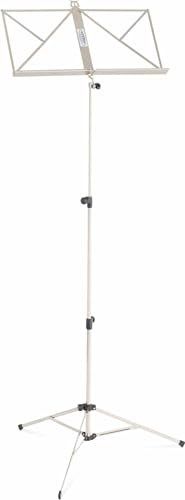 Classic Cantabile Notenständer Light Nickel - Klappbares Notenpult für Kinder und Erwachsene - Mit Notenhalter an der Auflage - Höhenverstellbar von 50-115 cm - Gummifüße