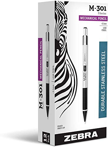 M-301 Mechanical Pencil, 0.5 mm, Stainless Steel w/Black Accents Barrel