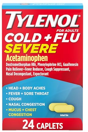 Tylenol Cold + Flu Severe Caplets, Acetaminophen, 24 ct