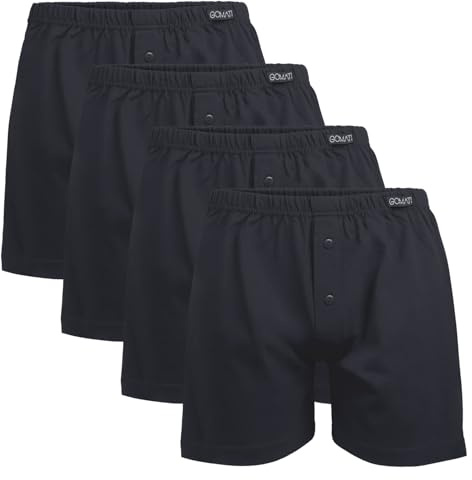 Gomati Herren Jersey Boxershorts (4 Stück) Stretch Unterhose aus Baumwolle - Schwarz L/6