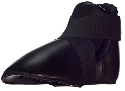 Ju-Sports Fußschutz - schwarz I Gepolsterter Kampfsport & Kickboxen Fußschutz mit Klettband & Zehenschlaufen I Kunstlederbespannte Schaumstoffdämpfung I Größe M