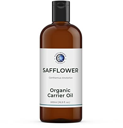 Mystic Moments | Organic Safflower Carrier Oil | 500ml | Cold pressed Carthamus tinctorius oil offers a light, smooth carrier oil for skincare, hair care and massage blends.