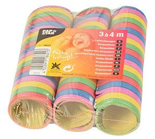 Papstar Luftschlangen bunt (3 Stück je 4m)