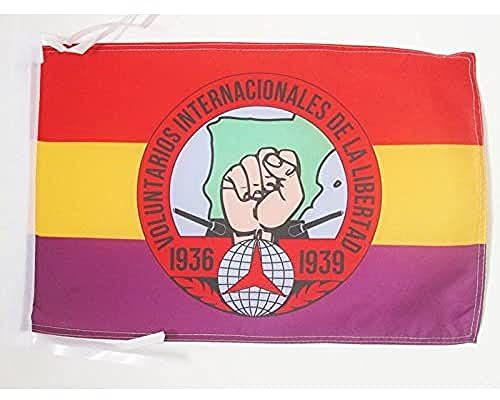 AZ FLAG Bandera de ESPAÑA Republicana Voluntarios Libertad 45x30cm - BANDERINA BRIGADES INTERNCIONALES Republica ESPAÑOLA 30 x 45 cm cordeles