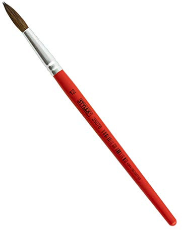 Stylex 35076 - Aquarellpinsel in der Größe 12, feine Rundspitze, lackierter Stiel, zum Malen mit Aquarell-, Acryl- und Wasserfarben, ideal auch für die Schule
