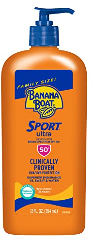 Banana Boat Sonnenschutzmittel Sport Familie Größe breites Spektrum Sun Care Sonnenschutz Lotion – LSF 50, 12 Unze