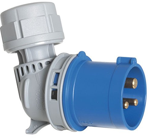 Globe Warehouse CEE Winkelstecker mit schraublosen TT-Klemmen, 16A, 3-polig