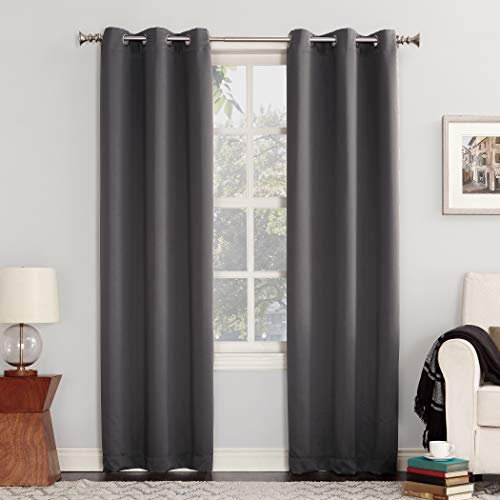 SUN ZERO Easton Vorhang mit Ösen, energiesparend, 101,6 x 160 cm, Anthrazit