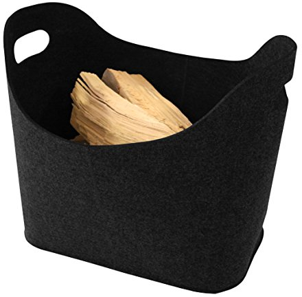 Kamino-Flam 339503 Borsa Portalegna da Interno con Manici per Trasporto, Nero, 39x22x39 cm