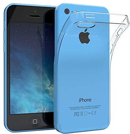 EAZY CASE Hülle kompatibel mit iPhone 5C Schutzhülle Silikon, Ultra dünn Slimcover, Handyhülle, Silikonhülle, Backcover, Transparent/Durchsichtig, Transparent