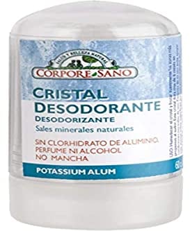 Corpore Sano - Desodorante Cristal Mineral, Piedra de Alumbre, Elimina el Mal Olor, Hasta 24h de Protección, 100% Ingredientes Naturales, Vegano, Sin Alcohol, Fragancia ni Parabenos, 60gr