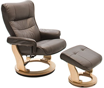 möbelando Relaxsessel Fernsehsessel Ledersessel TV Sessel Armsessel mit Hocker Montreal