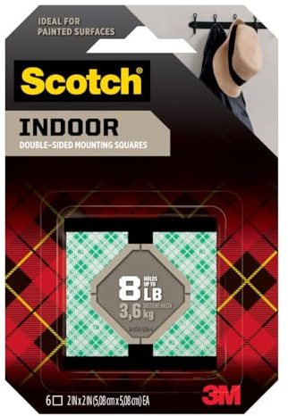 Scotch Indoor Mounting Squares, 2-in x 2-in, White, 6-Squares (111-LRG)