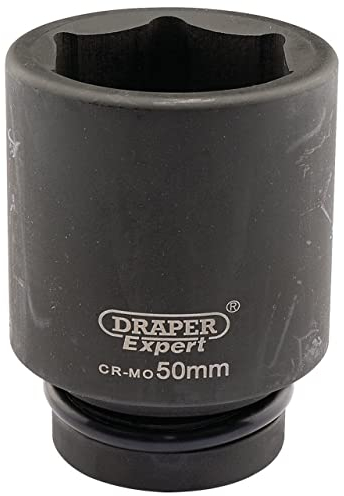 Draper Expert 5155 50mm 1-inch Square Drive Hi-Torq 6-Point Deep Impact Socket, Black