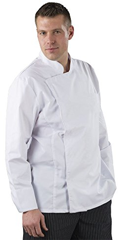 Veste de cuisine Blanche Veste de chef blanche manches longue pro et apprentis Ultra résistant - Taille - 16