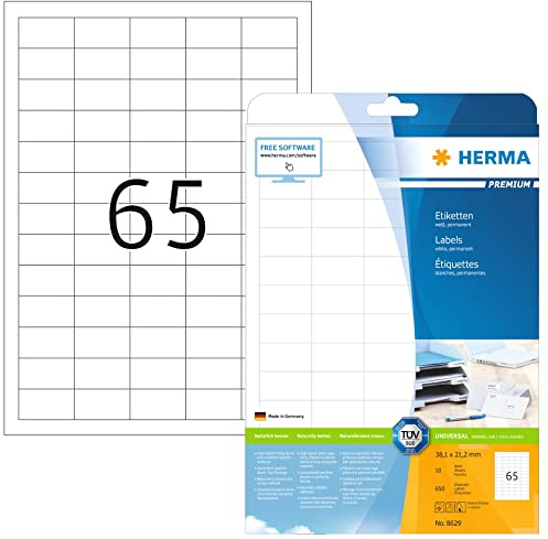 HERMA 8629 Labels Premium A4 38,1x21,2 mm white paper matt 650 pcs.