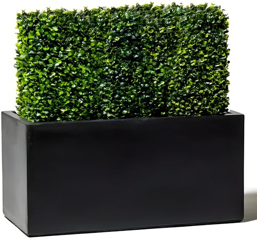 Primrose Outdoor Small Terracotta Fibrecotta Dark Grey Trough Planter Pot 50cm (19.7in)