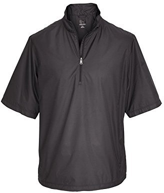Greg Norman Collection Men's 1/4 Zip Performance Short Sleeve Jacket, Black, Medium