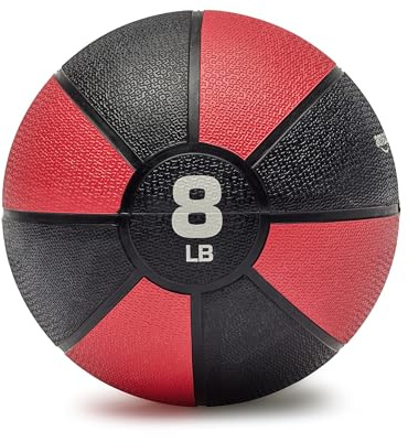 Amazon Basics Weighted Medicine Ball for Core Strength, Strength Training, Full-Body Workouts and Balance Exercises, 8 Pounds, Red/Black